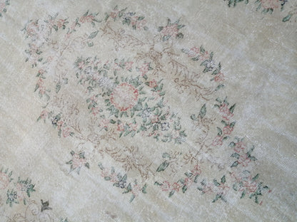 7x10 OUSHAK RUG TURKISH Muted Rug Vintage Distressed Oriental Rug Vintage Persian Rug Wool Floral Rug Hand Made Rug Vintage Turkish Rug