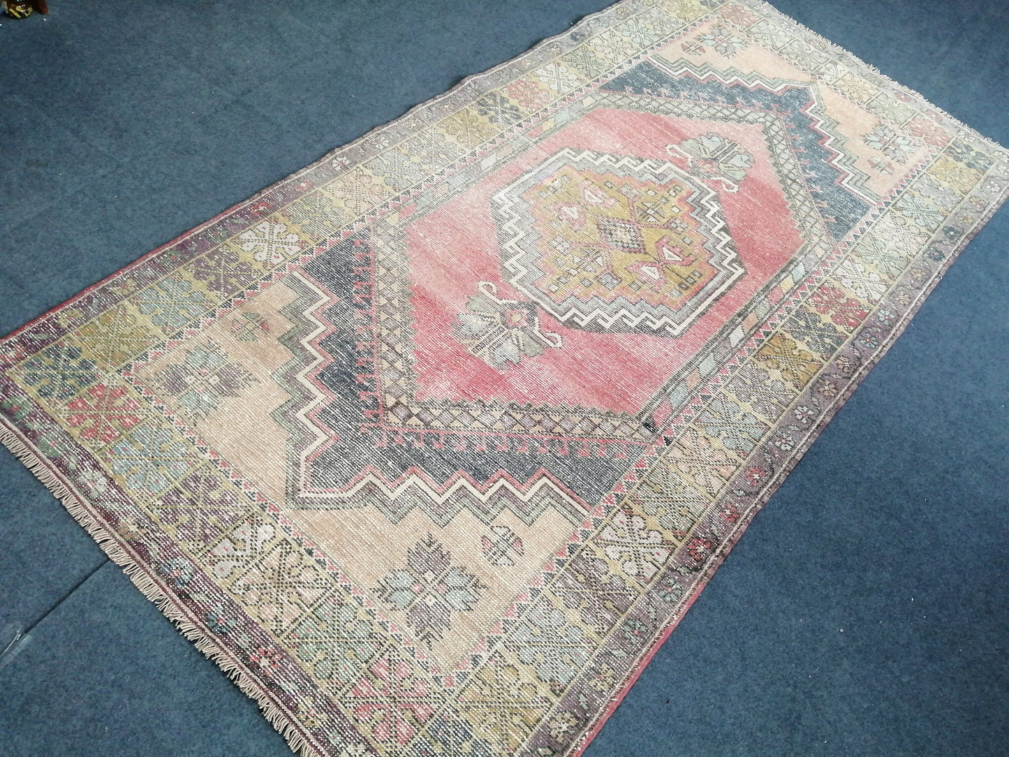6.10 X 4  Muted Oushak Rug Turkish Rug Vintage Kitchen Rug Wool Runner Rug  Oushak Rug
