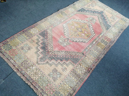 6.10 X 4  Muted Oushak Rug Turkish Rug Vintage Kitchen Rug Wool Runner Rug  Oushak Rug