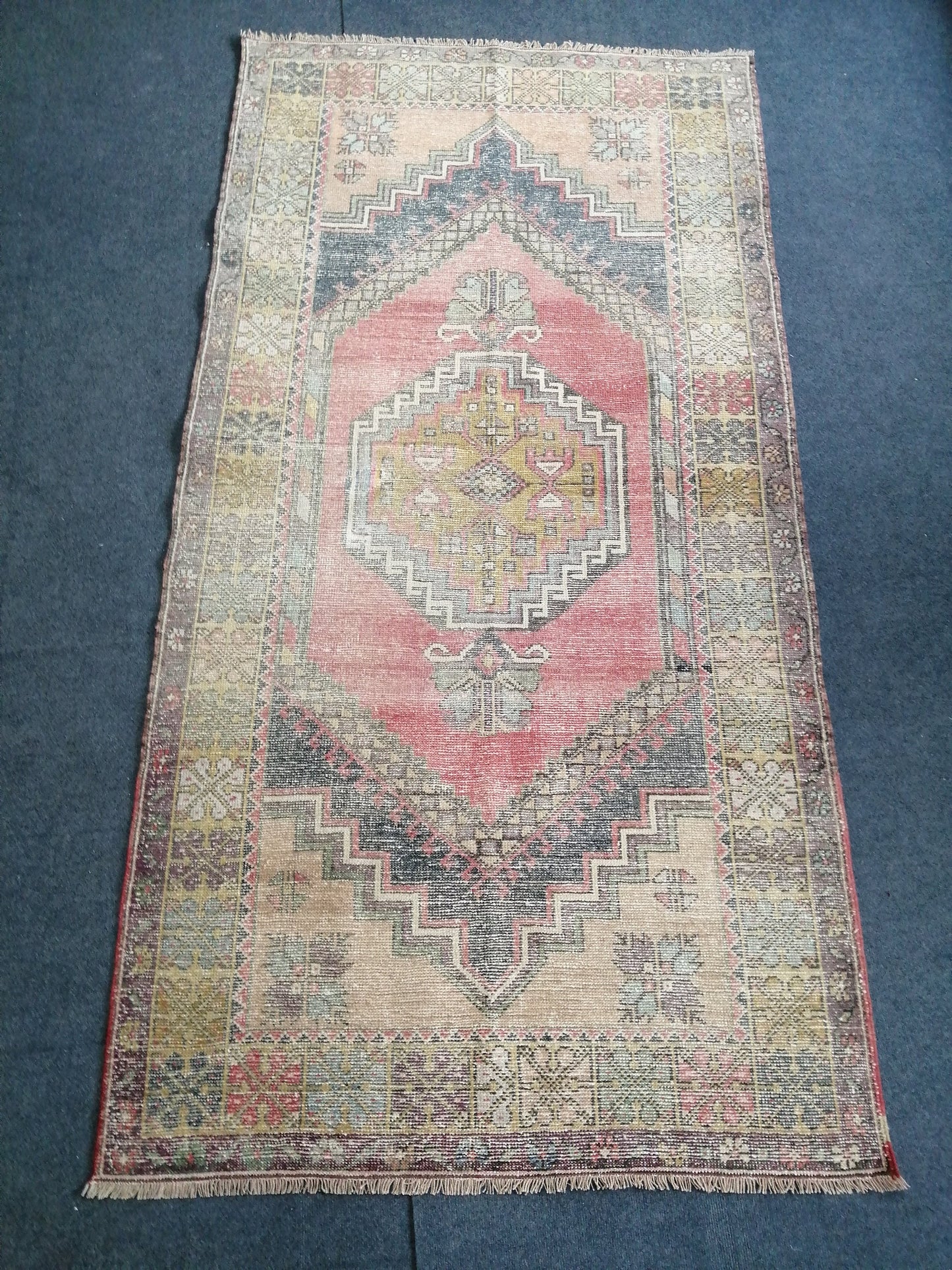 6.10 X 4  Muted Oushak Rug Turkish Rug Vintage Kitchen Rug Wool Runner Rug  Oushak Rug