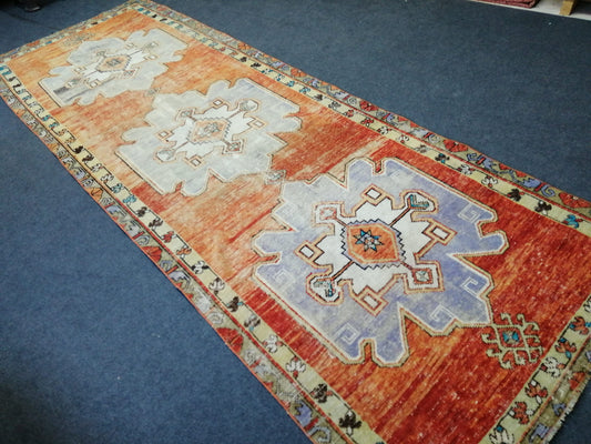 Vintage Oushak Runner Rug Turkish Runner 4 x 11 Rug Vintage Runner Rug Hallway Runner Rug Kitchen Runner Rug Wool Runner Rug Wool Rug