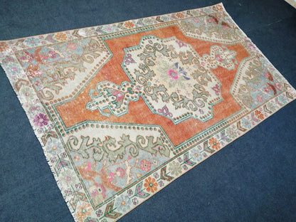 7.3 X 4.5 Rugs, Hand Made Rug, Oushak Rug, Rustic Rug, Bohemian Rug, Rug Runner, Turkish Rug, Farmhouse Rug, Vintage Rug, Wool rug