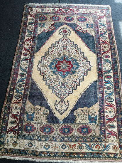 4.6 x 7 OUSHAK RUG TURKISH Rug Vintage Rug Wool Hand Made Rugs Vintage Turkish Rug