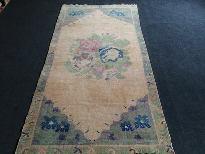 3.5 x 6.7 OUSHAK RUG TURKISH Wool Rug Hand Made Rugs Vintage Turkish Rug 4x7