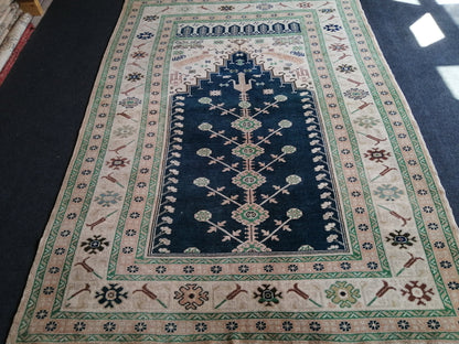 BLUE Rug 4.8 x 6.8 Hand Made Rug, Oushak Rug, QUALITY Rug, Turkish Rug, Farmhouse Rug, Vintage Rug, Wool rug