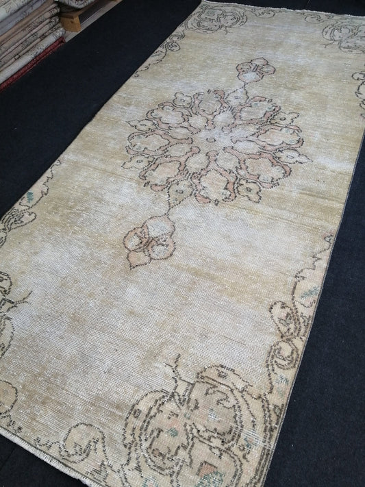 4x9 Oushak Runner Rug Turkish Runner Rug Vintage Runner Rug Hallway Runner Rug Beige Kitchen Runner Rug Wool Runner Rug Wool Rug