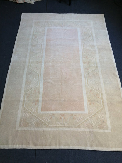 Soft Colors Turkish Rug Muted Oushak Rug 6.3 x 9.3 Rug Muted Wool Hand Made Rug  Oriental Rug
