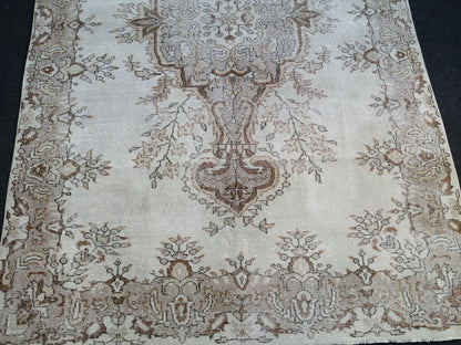 6.2 x 9.9 Vintage Rugs TURKISH HAND MADE Rugs Vintage Turkish Rugs  Muted 6x10 Rug Neutral Turkish Oushak Rug Vintage Oushak Rug, Wool Rug