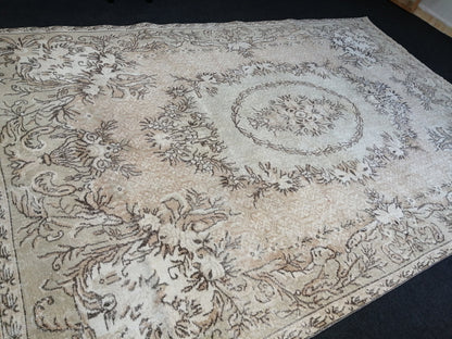 6.7 x 10.2 OUSHAK RUG TURKISH Wool Rug Hand Made Rugs Vintage Turkish Rug