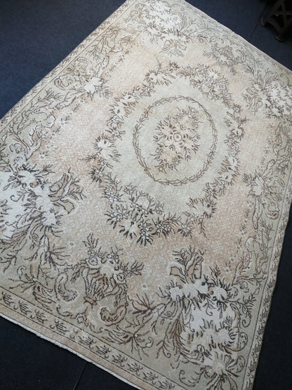 6.7 x 10.2 OUSHAK RUG TURKISH Wool Rug Hand Made Rugs Vintage Turkish Rug