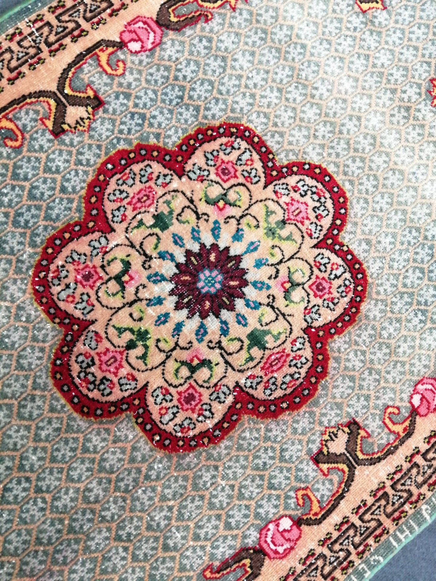 Floral OUSHAK RUG TURKISH  Rug Wool Oushak Rug Hand Made Rugs Vintage Turkish Rug