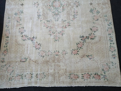 7x10 OUSHAK RUG TURKISH Muted Rug Vintage Distressed Oriental Rug Vintage Persian Rug Wool Floral Rug Hand Made Rug Vintage Turkish Rug