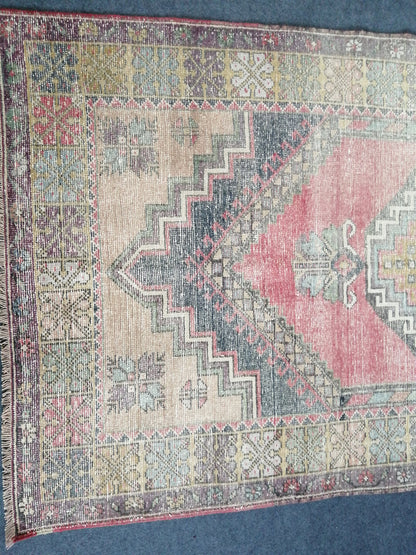 6.10 X 4  Muted Oushak Rug Turkish Rug Vintage Kitchen Rug Wool Runner Rug  Oushak Rug