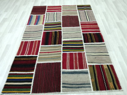 Patchwork Flatwoven Rugs, Hand Made Rug, Oushak Rug, Rustic Rug, Bohemian Rug, Rug Runner, Turkish Rug, Farmhouse Rug, Vintage Rug, Wool rug
