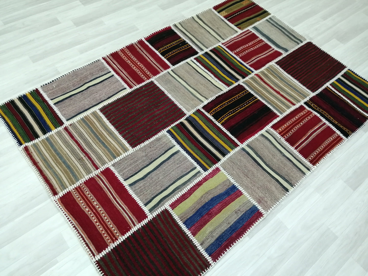 Patchwork Flatwoven Rugs, Hand Made Rug, Oushak Rug, Rustic Rug, Bohemian Rug, Rug Runner, Turkish Rug, Farmhouse Rug, Vintage Rug, Wool rug