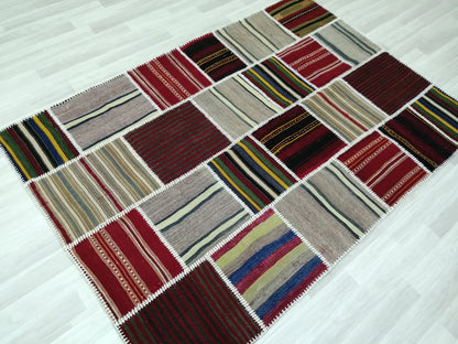 Patchwork Flatwoven Rugs, Hand Made Rug, Oushak Rug, Rustic Rug, Bohemian Rug, Rug Runner, Turkish Rug, Farmhouse Rug, Vintage Rug, Wool rug