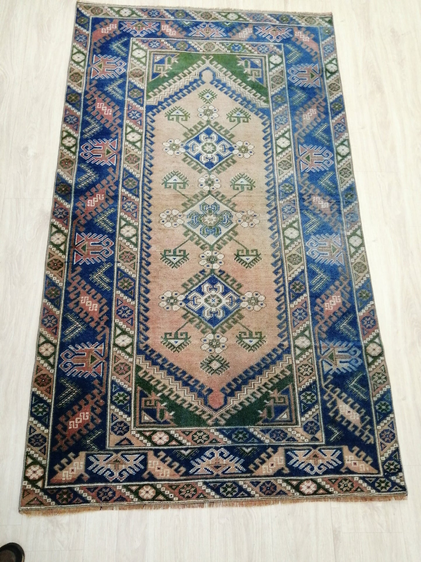 7 x 4 Blue Rugs, Hand Made Rug, Navy Oushak Rug, Rustic Rug, Bohemian Rug, Rug Runner, Turkish Rug, Farmhouse Rug, Vintage Rug, Wool rug