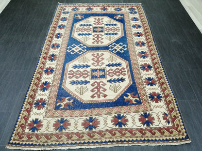 7.3 x 4.7 Blue Rug, Oriental Vintag Rug, Oushak Rug, Rustic Rug, Bohemian Rug, Rug Runner, Turkish Rug, Farmhouse Rug, Vintage Rug, Wool rug