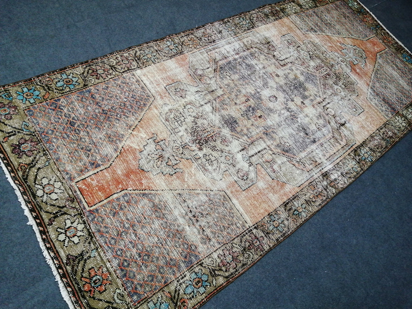 4.3 x 9 Vintage Rugs  TURKISH HAND MADE Rugs   Vintage Turkish Rugs   Oushak Rug   Traditional Rug, Turkish Oushak Rug, Vintage Oushak Rug