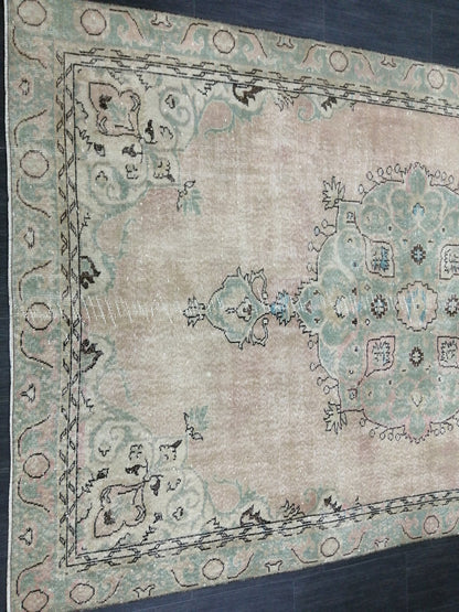 6.4 x 10 Large Area OUSHAK RUG TURKISH Oushak Rug Vintage Oushak Muted Rug Vintage Rugs Oushak Rug Hand Made Rugs Vintage Turkish Rug