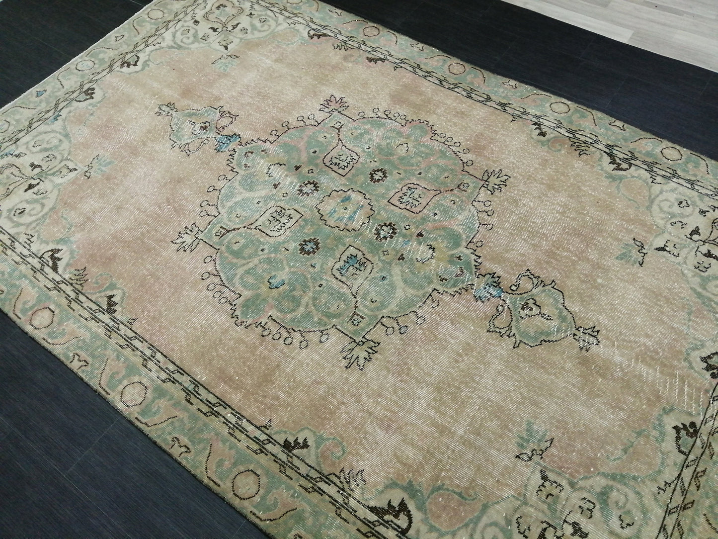 6.4 x 10 Large Area OUSHAK RUG TURKISH Oushak Rug Vintage Oushak Muted Rug Vintage Rugs Oushak Rug Hand Made Rugs Vintage Turkish Rug