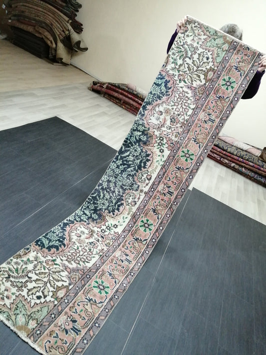 2.2 x 8.8 Oushak Runner Rug Turkish Runner Rug Vintage Runner Rug Hallway Runner Rug Kitchen Runner Rug Wool Runner Rug Wool Oushak Rug