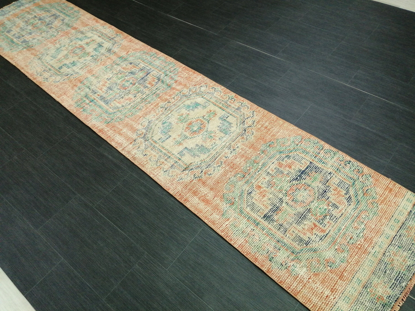 11.4 X 2.4 Oushak Runner Rug Turkish Runner Rug Vintage Runner Rug Hallway Runner Rug Kitchen Runner Rug Wool Runner Rug Wool Oushak Rug