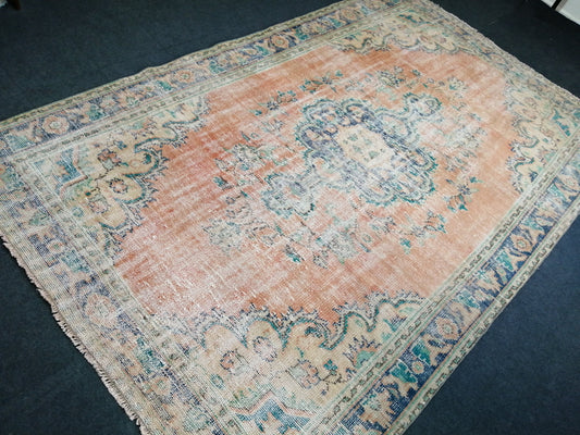 6 x 9.6 Large OUSHAK RUG TURKISH Oushak Rug Vintage Oushak Runner Rug 6 by 10 Muted Vintage Rug Wool Oushak Rug Hand Made Rugs