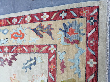 12 x 9 OUSHAK RUG, TURKISH Oushak Rug, Vintage Oushak  Rug, Rug, Wool Oushak Rug Hand Made Rugs, Made In Turkey 9x12 Oushak Rug