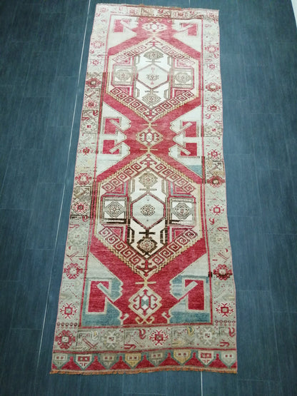 9.9 X 3.6 Oushak Runner Rug Turkish Runner Rug Vintage Runner Rug Hallway Runner Rug Kitchen Runner Rug Wool Runner Rug Wool Oushak Rug