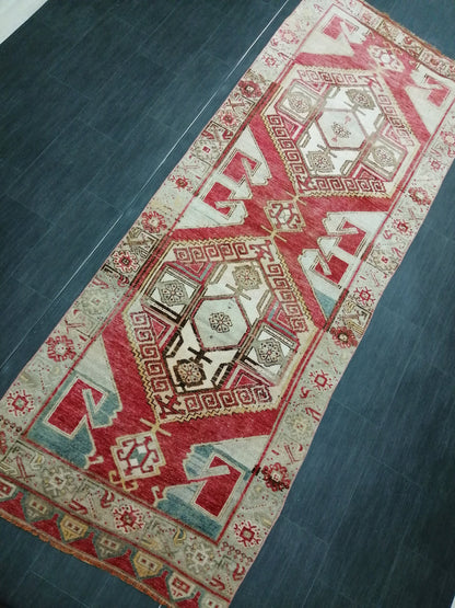 9.9 X 3.6 Oushak Runner Rug Turkish Runner Rug Vintage Runner Rug Hallway Runner Rug Kitchen Runner Rug Wool Runner Rug Wool Oushak Rug