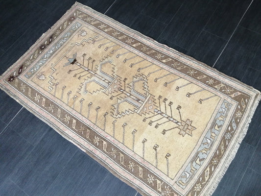 5 x 3 OUSHAK RUG Neutral TURKISH Rug Vintage Oushak Neutral Rug Vintage soft Rug Wool Oushak Rug Hand Made Rugs Vintage Turkish Rug 3x5