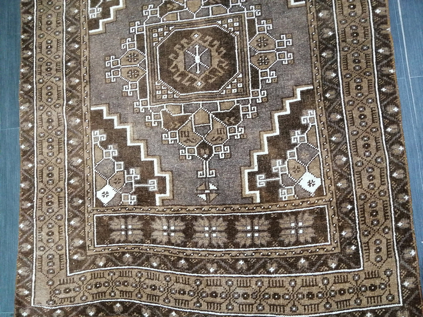 Neutral RUG TURKISH 3.3 x 6.3 Rug Vintage Neutral Rug Wool Oushak Rug Hand Made Persian Rugs Vintage Turkish Rug Neutral Oriental rug