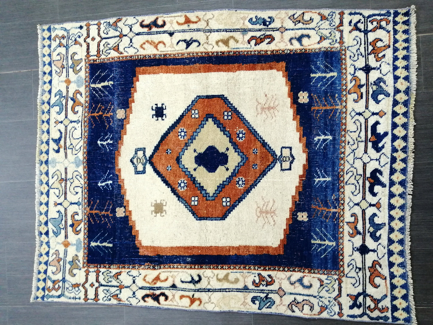 4.7 X 3.7 OUSHAK RUG TURKISH Oushak Rug Vintage Oushak Runner Rug Vintage Runner Rug Wool Oushak Rug Hand Made Rugs Vintage Turkish Rug