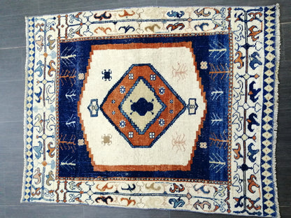 4.7 X 3.7 OUSHAK RUG TURKISH Oushak Rug Vintage Oushak Runner Rug Vintage Runner Rug Wool Oushak Rug Hand Made Rugs Vintage Turkish Rug