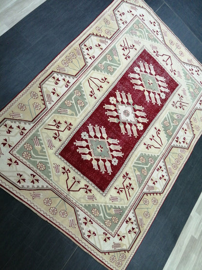 9.3 x 6.5 OUSHAK RUG TURKISH Oushak Rug Vintage Wool Rug Hand Made Rugs Vintage Turkish Rug