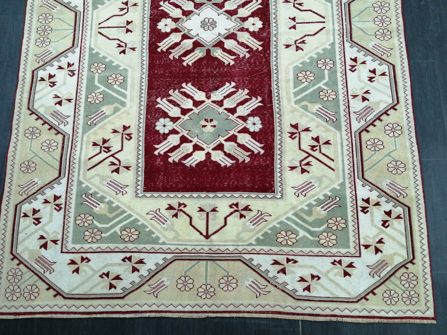 9.3 x 6.5 OUSHAK RUG TURKISH Oushak Rug Vintage Wool Rug Hand Made Rugs Vintage Turkish Rug