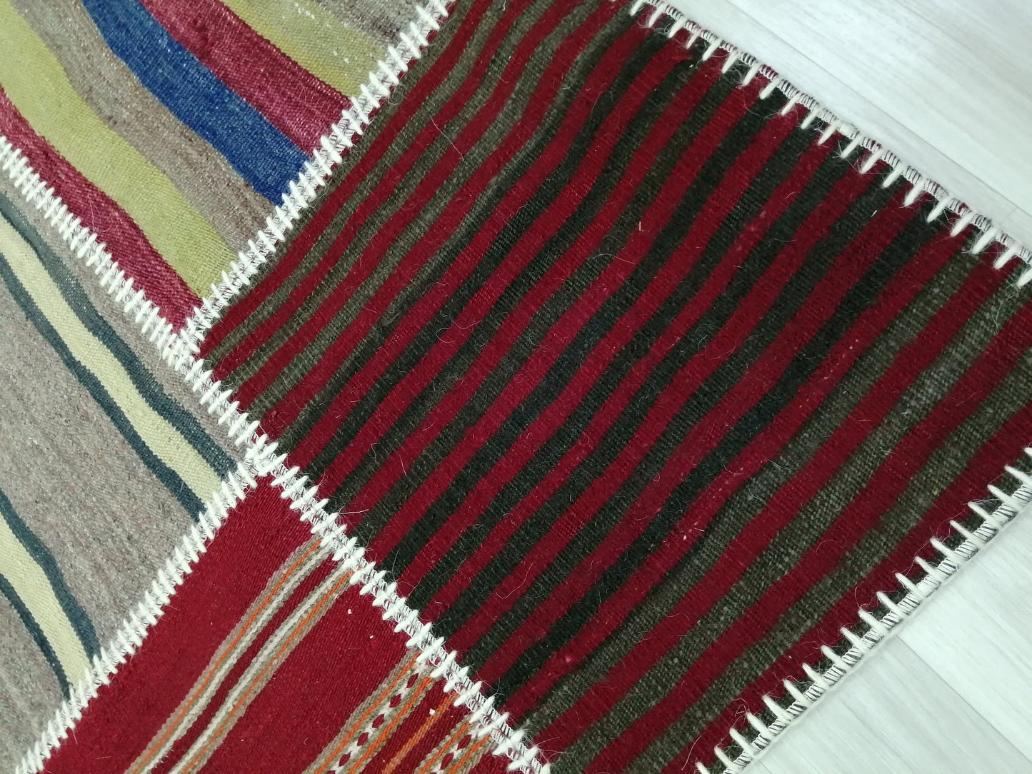 Patchwork Flatwoven Rugs, Hand Made Rug, Oushak Rug, Rustic Rug, Bohemian Rug, Rug Runner, Turkish Rug, Farmhouse Rug, Vintage Rug, Wool rug