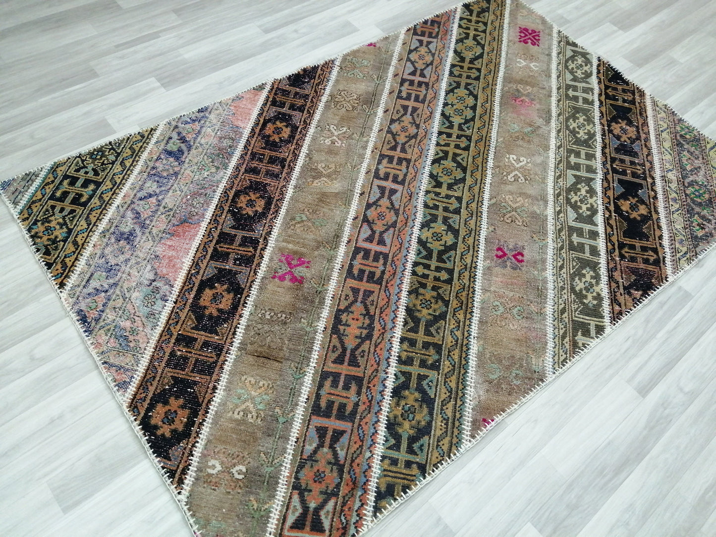 Hand Made Patchwork Rug, Oushak Rug, Rustic Rug, Bohemian Rug, Rug Runner, Turkish Rug, Farmhouse Rug, Vintage Rug, Wool rug