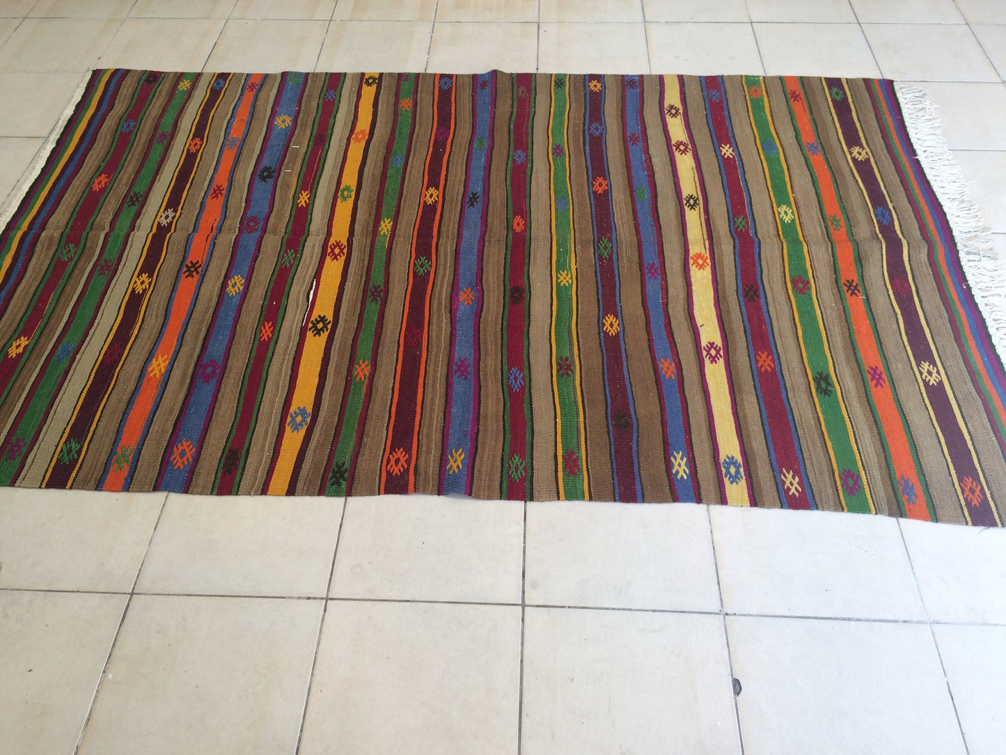 Flatweave OUSHAK RUG TURKISH Oushak Rug Vintage Flat weave Wool Oushak Rug Hand Made Rugs Vintage  Rug