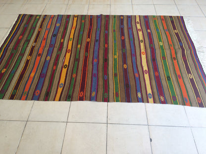 Flatweave OUSHAK RUG TURKISH Oushak Rug Vintage Flat weave Wool Oushak Rug Hand Made Rugs Vintage  Rug