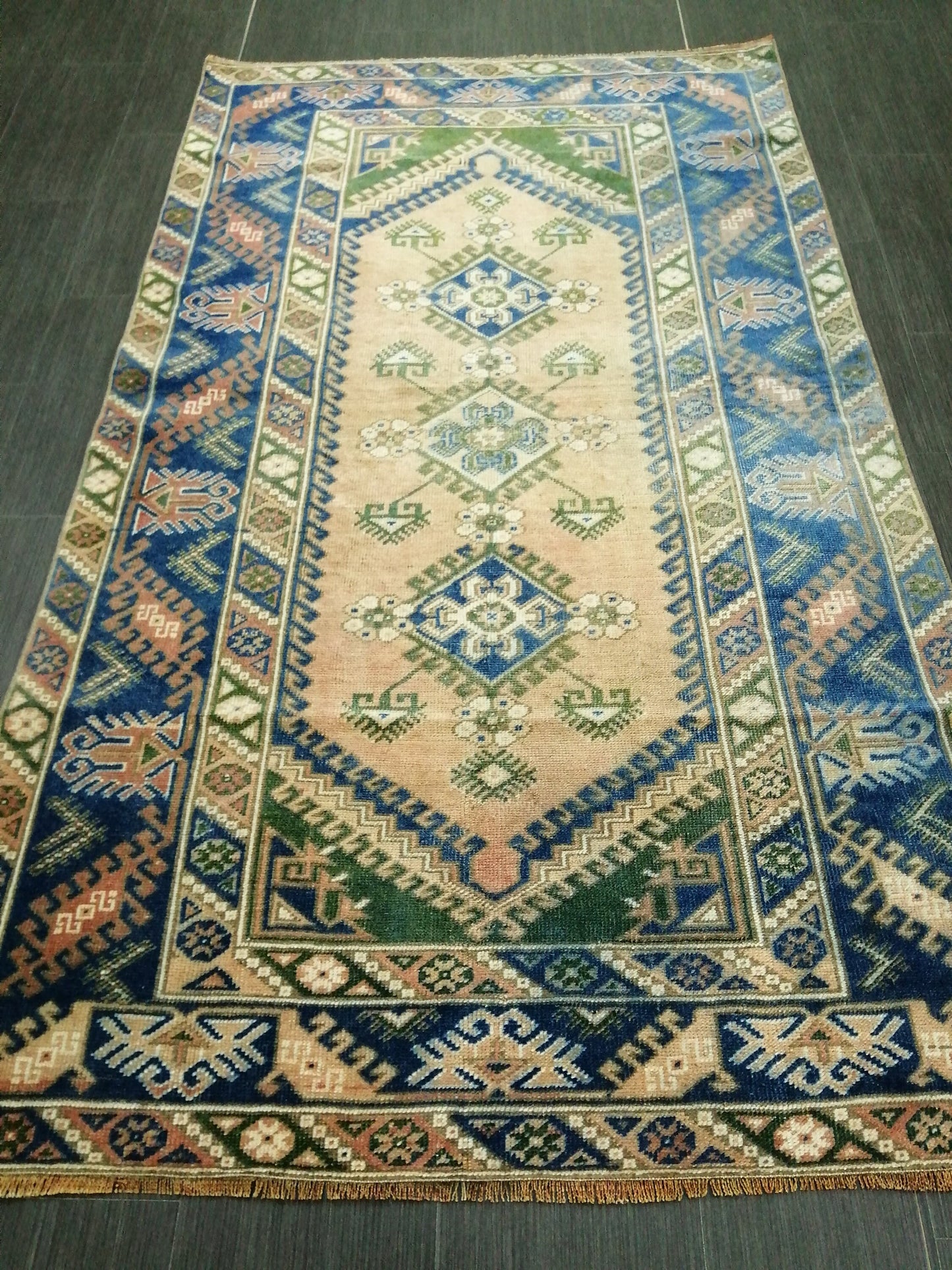 7 x 4 Blue Rugs, Hand Made Rug, Navy Oushak Rug, Rustic Rug, Bohemian Rug, Rug Runner, Turkish Rug, Farmhouse Rug, Vintage Rug, Wool rug