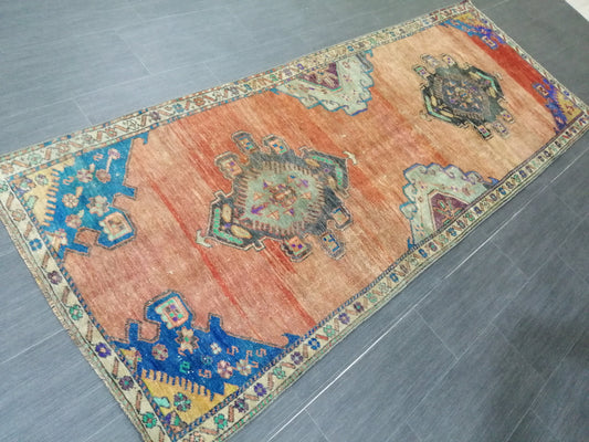 8.5 x 3.2 Oushak Runner Rug Old Turkish Runner Rug Vintage Runner Rug Hallway Runner Rug Kitchen Runner Rug Wool Runner Rug Wool Oushak Rug