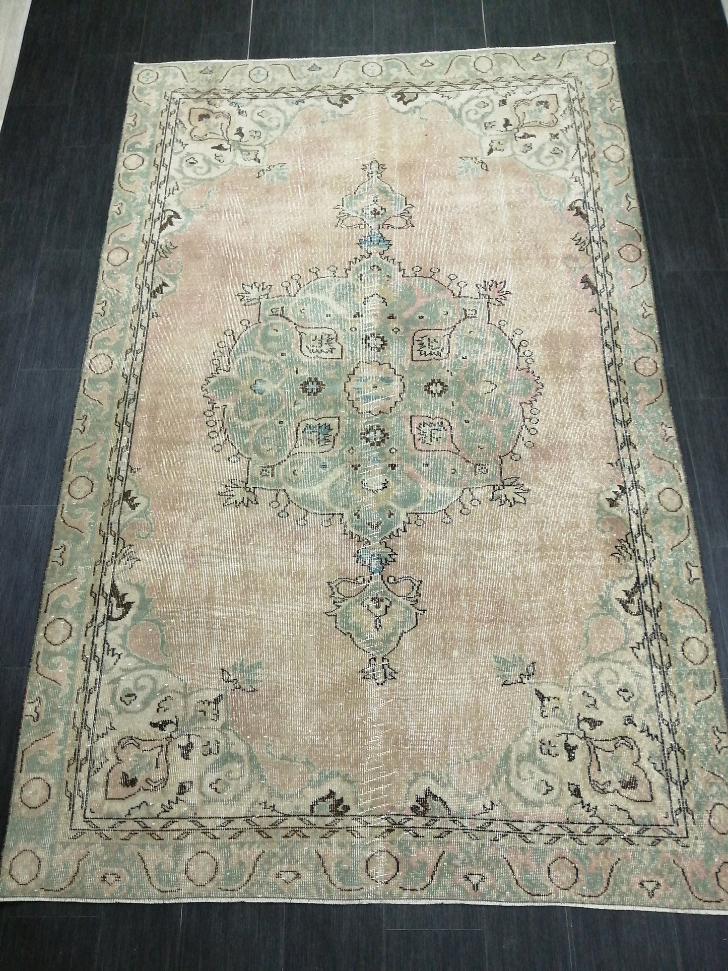 6.4 x 10 Large Area OUSHAK RUG TURKISH Oushak Rug Vintage Oushak Muted Rug Vintage Rugs Oushak Rug Hand Made Rugs Vintage Turkish Rug