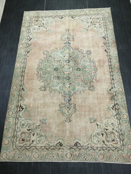 6.4 x 10 Large Area OUSHAK RUG TURKISH Oushak Rug Vintage Oushak Muted Rug Vintage Rugs Oushak Rug Hand Made Rugs Vintage Turkish Rug