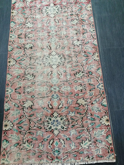 10.6 X 2.5 Distressed Runner Rug Turkish Runner Rug Vintage Runner Rug Hallway Runner
