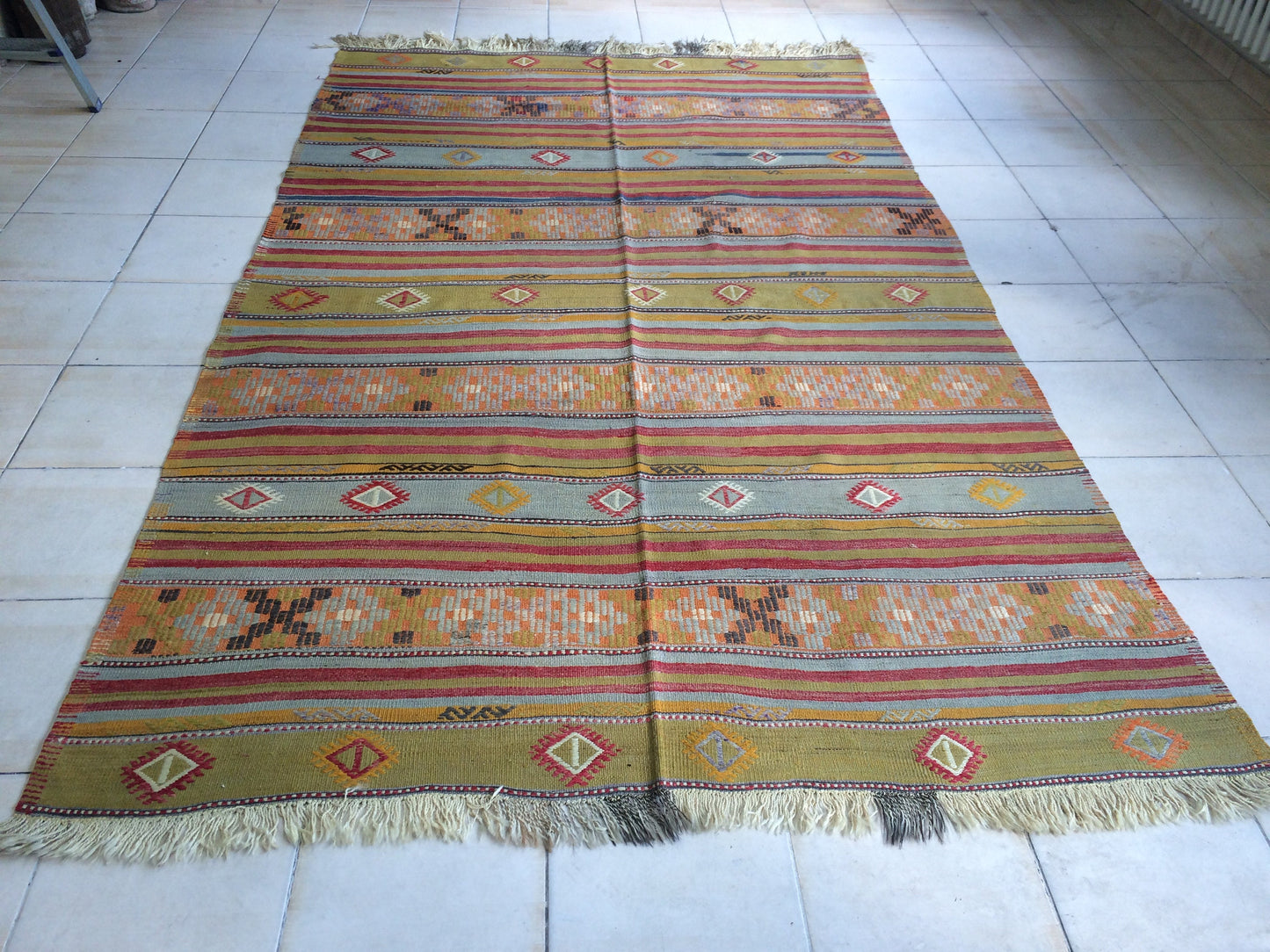 5.9 x 9.8 OUSHAK Flat weave RUG TURKISH Flatweave Rug Wool Oushak Rug Hand Made Rugs