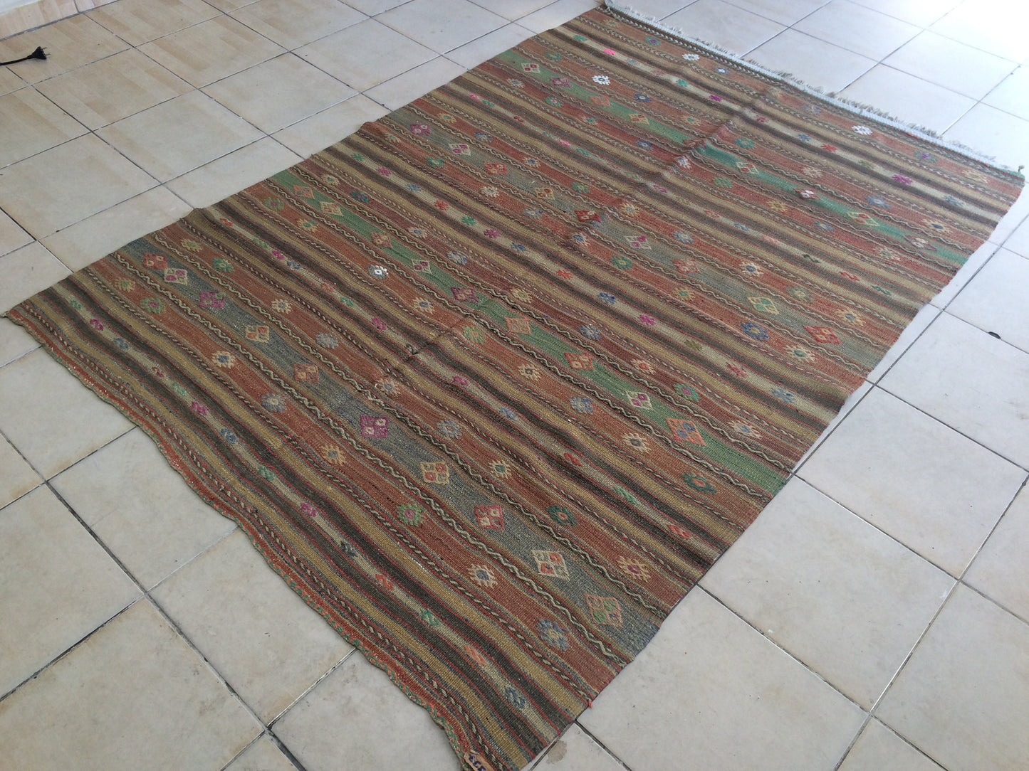 5 x 7 Flat Woven OUSHAK RUG TURKISH Flatweave Rug Wool Oushak Rug Hand Made Rugs