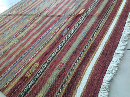 5 x 6 FLAT WOVEN Rugs, Hand Made Flatweave Rug, Oushak Rug, Rustic Rug, Turkish Rug, Farmhouse Rug, Vintage Rug
