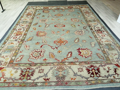 9.3 x 12.8 OUSHAK RUG, TURKISH Oushak Rug Vintage Oushak  Rug, Rug, Wool Oushak Rug Hand Made Rugs, Made In Turkey Hand Knotted Rug 9x13 ft